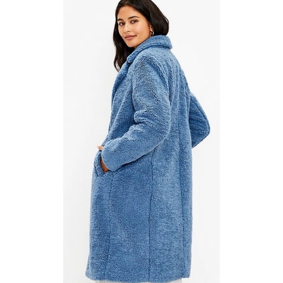 LOFT Cozy Sherpa Long Coat XS Petite - Picture 8 of 11